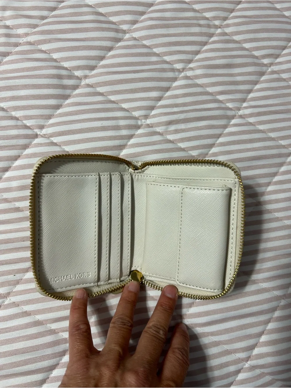 Michael Kors Cream and Taupe MK Pattern Shoulder Bag & wallet